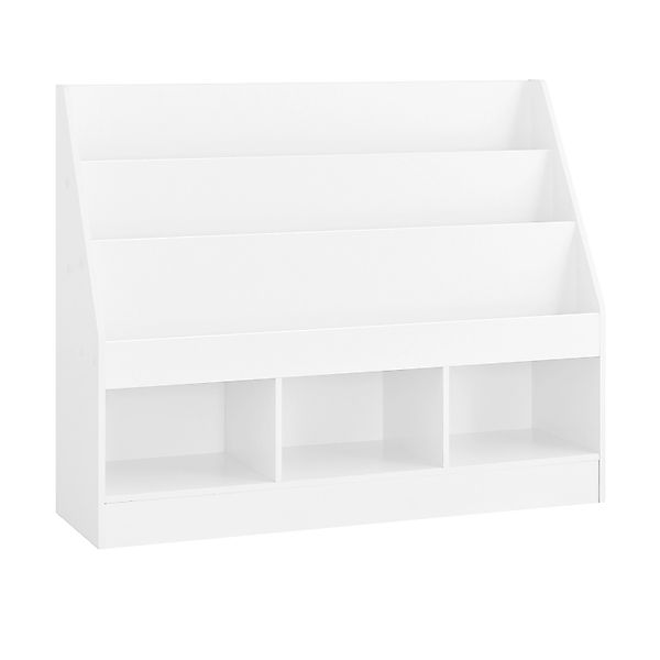 SoBuy Bücherregal Kinderregal mit 3 Ablagefächern und Spielzeug Weiß KMB118 günstig online kaufen