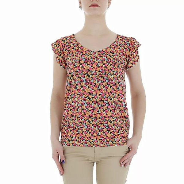 Ital-Design Kurzarmbluse Damen Elegant (85987250) Rüschen Print Top & Shirt günstig online kaufen