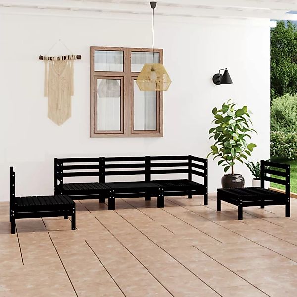 5-tlg. Garten-lounge-set Schwarz Massivholz Kiefer günstig online kaufen