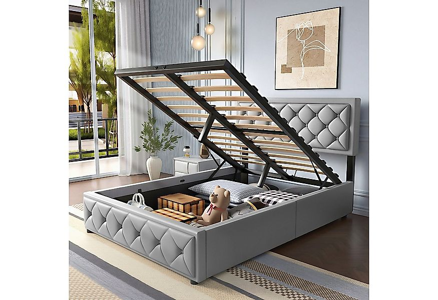 oyajia Polsterbett Doppelbett 140x200cm mit Kopfteil und Hydraulischem Stau günstig online kaufen