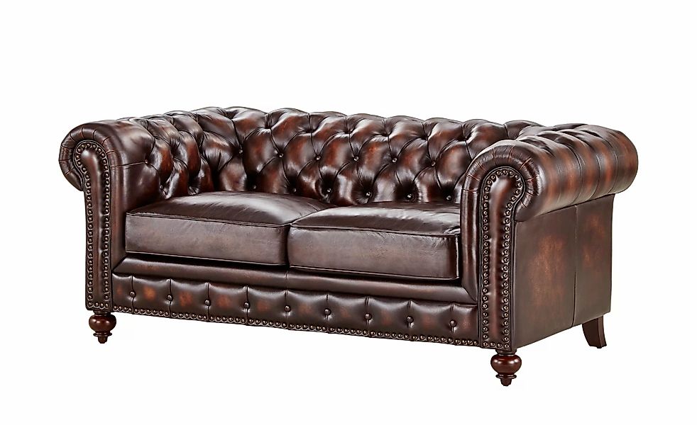 uno Ledersofa im Vintagelook Chesterfield ¦ braun ¦ Maße (cm): B: 183 H: 80 günstig online kaufen
