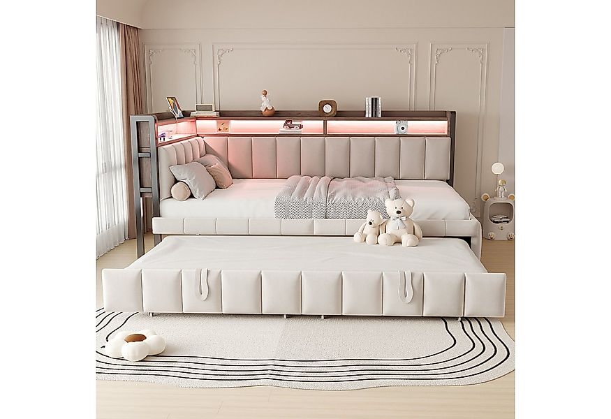 REDOM Schlafsofa mit USB-/Typ-C-Anschlüssen und LED-Lichtern, Ablagefächern günstig online kaufen