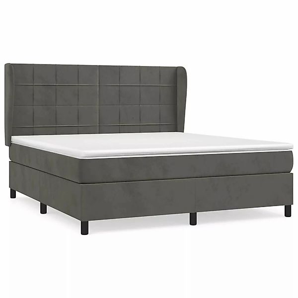 vidaXL Boxspringbett mit Matratze Dunkelgrau 160x200 cm Samt1372949 günstig online kaufen