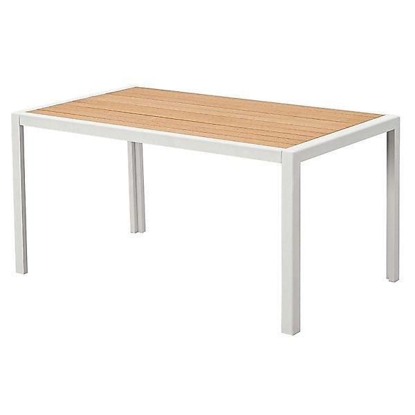 MeXo Aluminium Esstisch Gartentisch Polywood Tischplatte Wetterfest Weiß günstig online kaufen