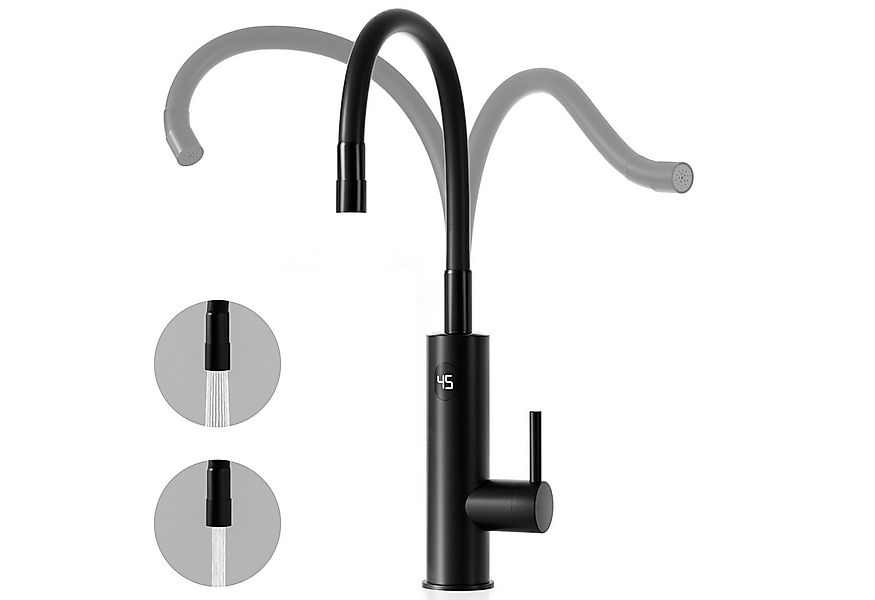 Oihpaw Küchenarmatur mit Durchlauferhitzer, elektrischer Wasserhahn Küchena günstig online kaufen