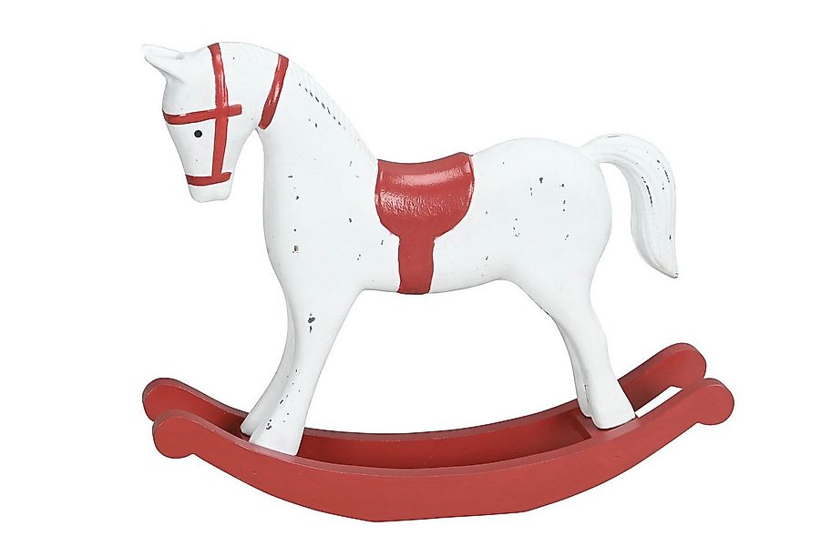 finehomegarden Dekofigur Schaukelpferd weiß/rot Holz MDF Holzpferd H18cm+H3 günstig online kaufen