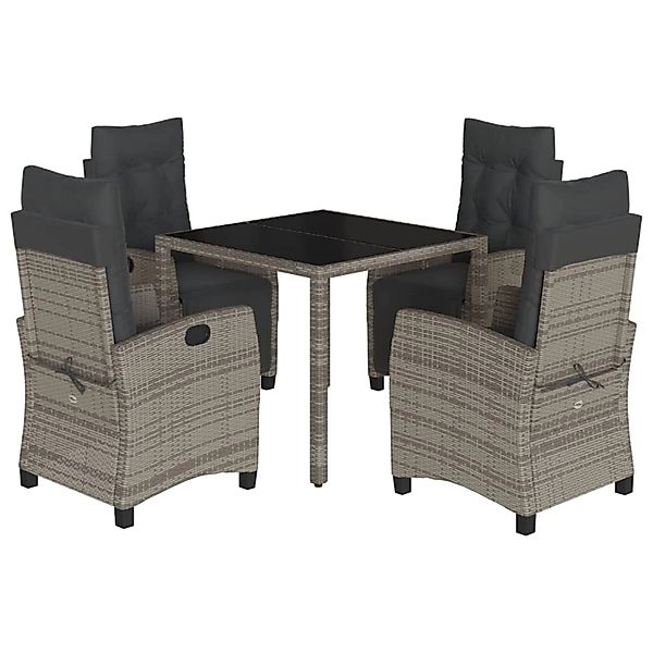 vidaXL 5-Tlg Garten-Essgruppe mit Kissen Grau Poly Rattan 3212895 günstig online kaufen