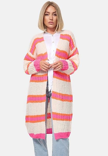 Rayshyne Longstrickjacke langer Cardigan mit Blockstreifen für Damen (Gestr günstig online kaufen