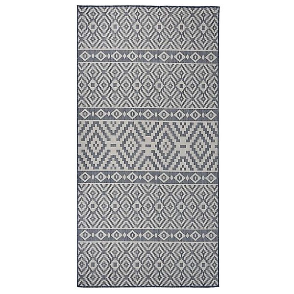 vidaXL Outdoorteppich Flachgewebe 100x200 Cm Blau Gestreift 1124006 günstig online kaufen