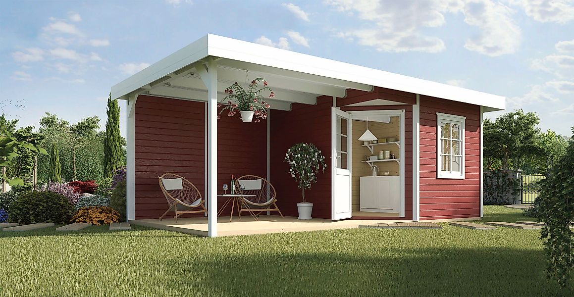 weka Gartenhaus "Designhaus 213 Plus", (Set), mit Anbaudach und Rückwand günstig online kaufen