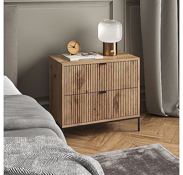 Vicco Nachtschrank Eliza, Viking Oak, 66 x 60 cm mit 2 Schubladen günstig online kaufen