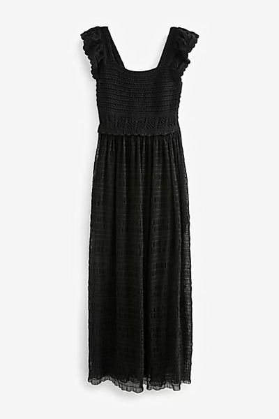 Next Sommerkleid Kleid mit gehäkelten Trompetenärmeln (1-tlg) günstig online kaufen