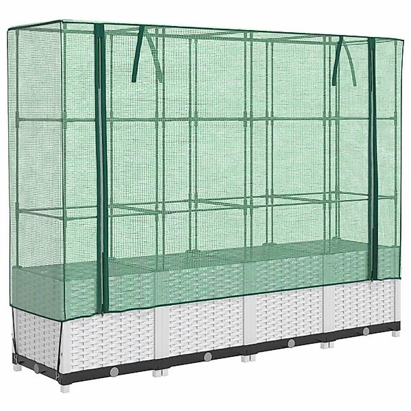 vidaXL Hochbeet mit Gewächshaus-Aufsatz Rattan-Optik 160x40x138 cm 2163946 günstig online kaufen