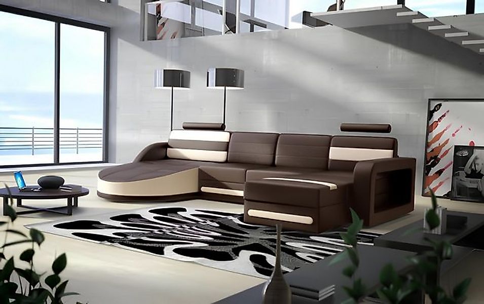 JVmoebel Ecksofa WOHNLANDSCHAFT LEDERSOFA XXL ECKSOFA + USB GARNITUR ECKCOU günstig online kaufen