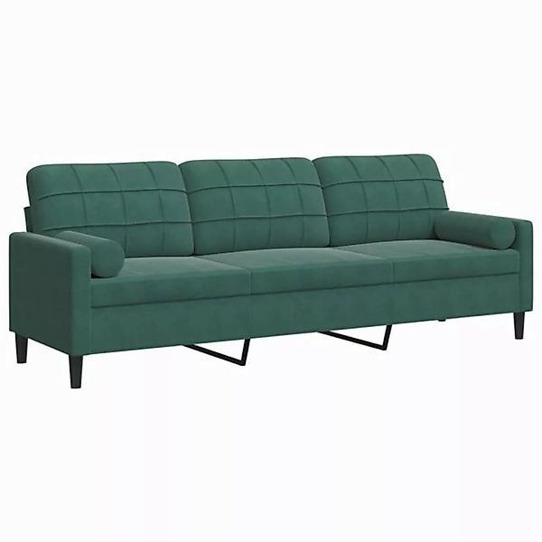 vidaXL Sofa Sofa 3-Sitzer mit Zierkissen Dunkelgrün 210 cm Samt günstig online kaufen