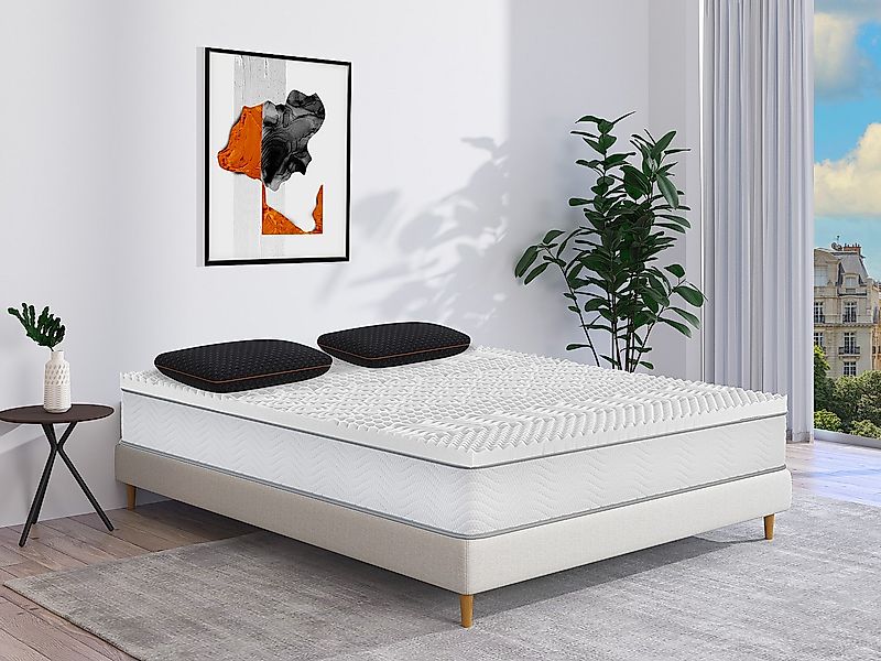 Kopfkissen atmungsaktiv - Memory Schaum mit Kohle - Mit abnehmbarem Bezug - günstig online kaufen