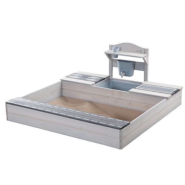 roba® Sandkasten 117 x 118 x 54 cm, mit Matschküche, grau, FSC® - schützt W günstig online kaufen
