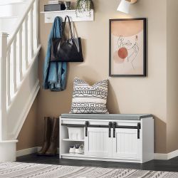 SoBuy Schuhbank mit Sitzfläche Sitzbank mit Stauraum Schuhregal 90x46x35cm günstig online kaufen