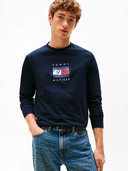 Tommy Hilfiger Langarmshirt "LINEAR FLAG GRAPHIC", Jersey, Rundhals, Regula günstig online kaufen