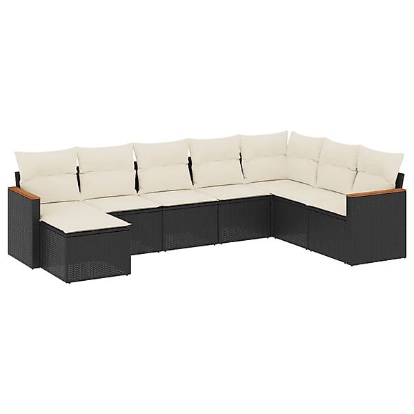 vidaXL 8-Tlg Garten-Sofagarnitur mit Kissen Schwarz Poly Rattan 3258647 günstig online kaufen