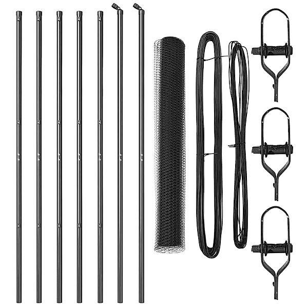 vidaXL Zaunpfosten Grau 10 x 1 m 25 mm Maschen Stahl und PVC 3352778 günstig online kaufen