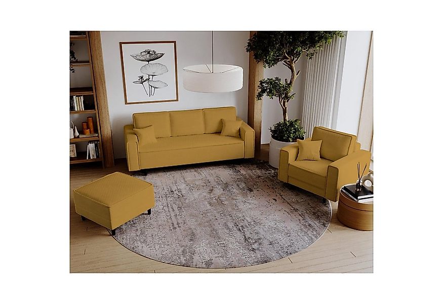 Beautysofa Polstergarnitur Monte, (Polsterset aus Cord-Bezug, Schlafsofa mi günstig online kaufen