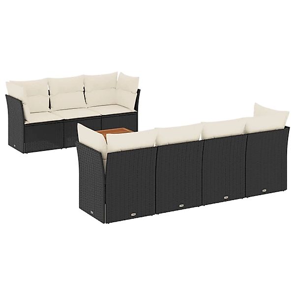 vidaXL 8-Tlg Garten-Sofagarnitur mit Kissen Schwarz Poly Rattan 3255832 günstig online kaufen