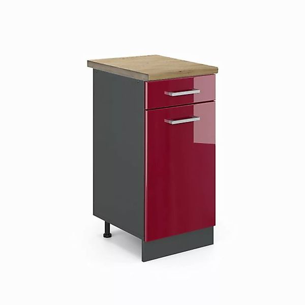 Vicco Unterschrank R-Line, Bordeaux Hochglanz/Anthrazit, 40 cm, AP Eiche günstig online kaufen