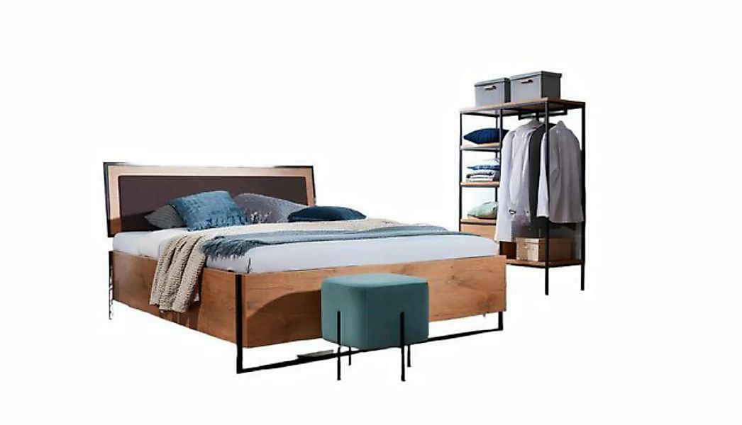 Xlmoebel Bett Designer Bett aus Holz mit Stoff- und Lederpolsterung für lux günstig online kaufen