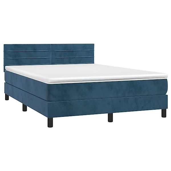 vidaXL Boxspringbett mit Matratze & LED Dunkelblau 140x200 cm Samt 3134469 günstig online kaufen