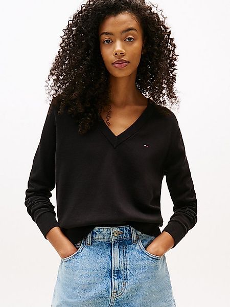 Tommy Jeans V-Ausschnitt-Pullover TJW ESSENTIAL VNECK SWEATER EXT mit Logos günstig online kaufen