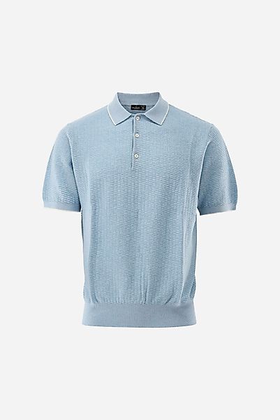 Strick Poloshirt mt Kaschmir und Jacquard Struktur günstig online kaufen
