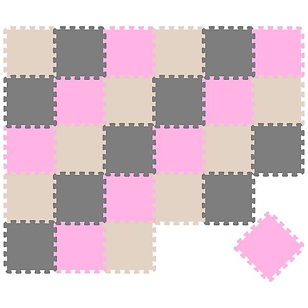 LittleTom Baby & Kinder Puzzlematte 30 x 30 cm 27 Teile Grau Beige Pink günstig online kaufen