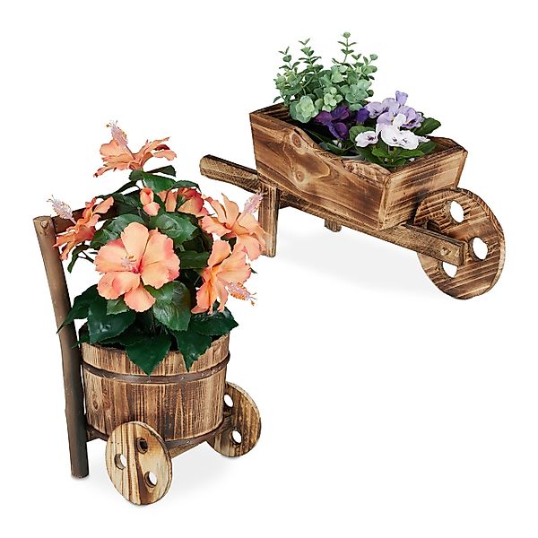 relaxdays Blumentopf Pflanzschubkarre 2er Set günstig online kaufen