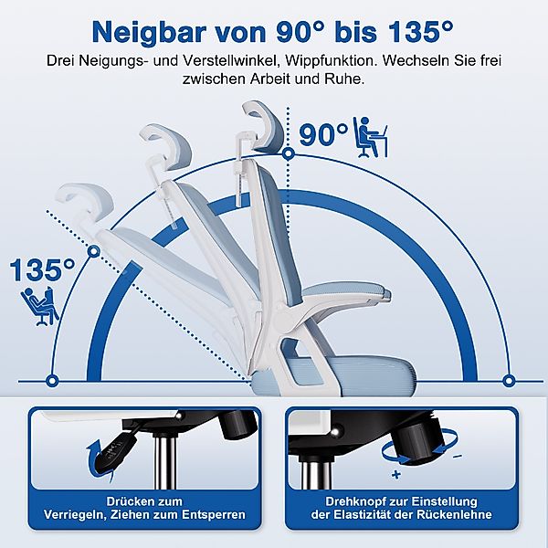 Adormii Bürostuhl Ergonomischer Bürostuhl mit klappbaren günstig online kaufen