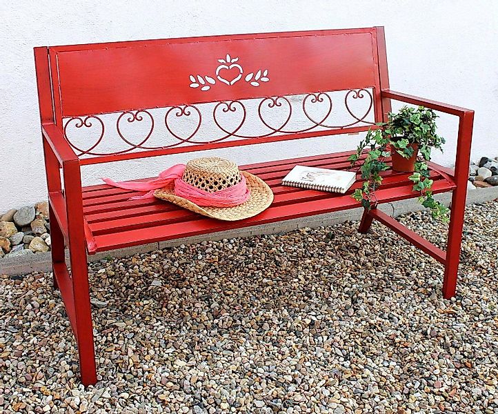 DanDiBo Gartenbank Metall Wetterfest Rot 120 günstig online kaufen