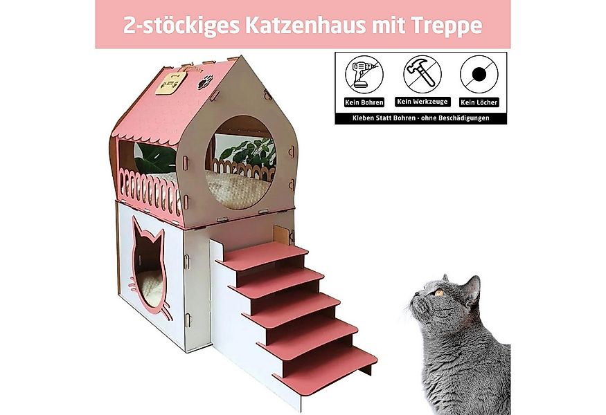 Jungengel Tierhaus XL Katzenhütte Katzenhaus Rosa Pink Holz Katzenhöhle Kat günstig online kaufen