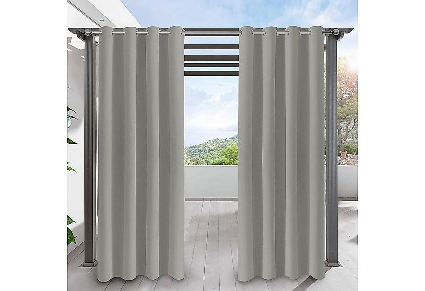 Jibenhome Outdoorvorhang Outdoor Vorhang Wetterfest mit Ösen, Sonnenschutz günstig online kaufen