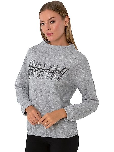 Estefania for woman Stehkragenpullover 193-7654," Cool" meliert mit Frontpr günstig online kaufen