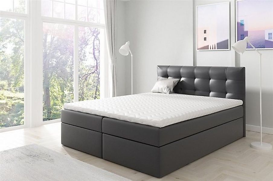 Fun Möbel Boxbett Schlafzimmerbett OVIEDO Kunstleder Schwarz (inkl. Bettkas günstig online kaufen