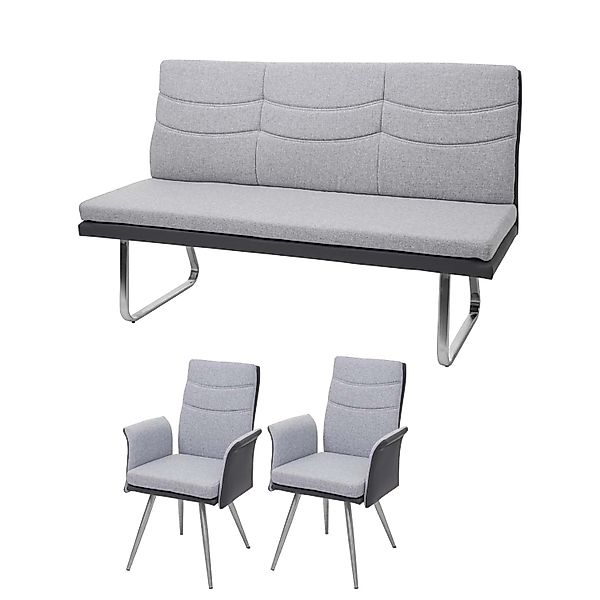 MCW Esszimmer-Set G54 3-teilig Grau Bank 160cm günstig online kaufen