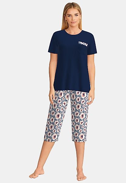 GÖTZBURG Capri-Pyjama "Galway" 2 tlg. Kurzarm, 3/4 lange Hose, Rundhalsauss günstig online kaufen