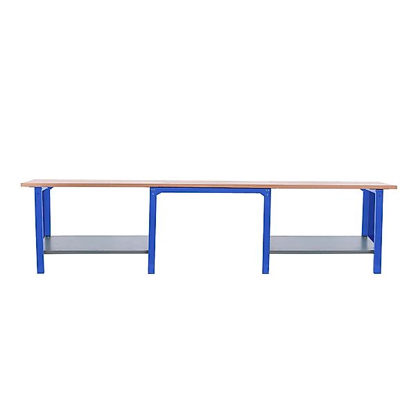 PROREGAL Werkbank BUFFALO WOOD HxBxT 86,5x300x75cm Traglast 1000kg Blau günstig online kaufen