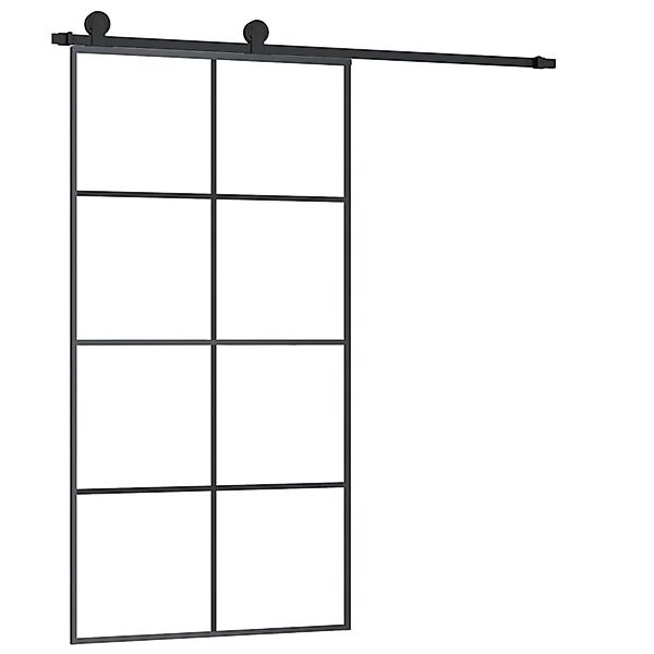 vidaXL Schiebetür mit Beschlag 102,5x205 cm ESG-Glas & Aluminium 3152143 günstig online kaufen