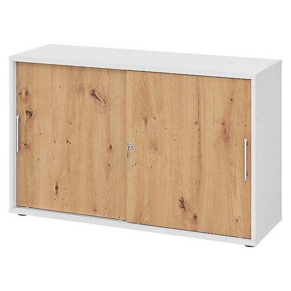 bümö Aktenschrank office Schiebetürenschrank Dekor: Weiß/Asteiche - Griffe: günstig online kaufen