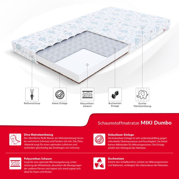 Kindermatratze MIKI DINO / DUMBO 60x120, günstig online kaufen