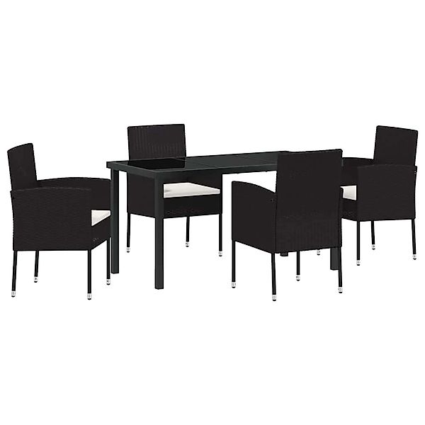 vidaXL Garten Essgruppe mit Kissen 5-Tlg Schwarz Poly Rattan 3380052 günstig online kaufen