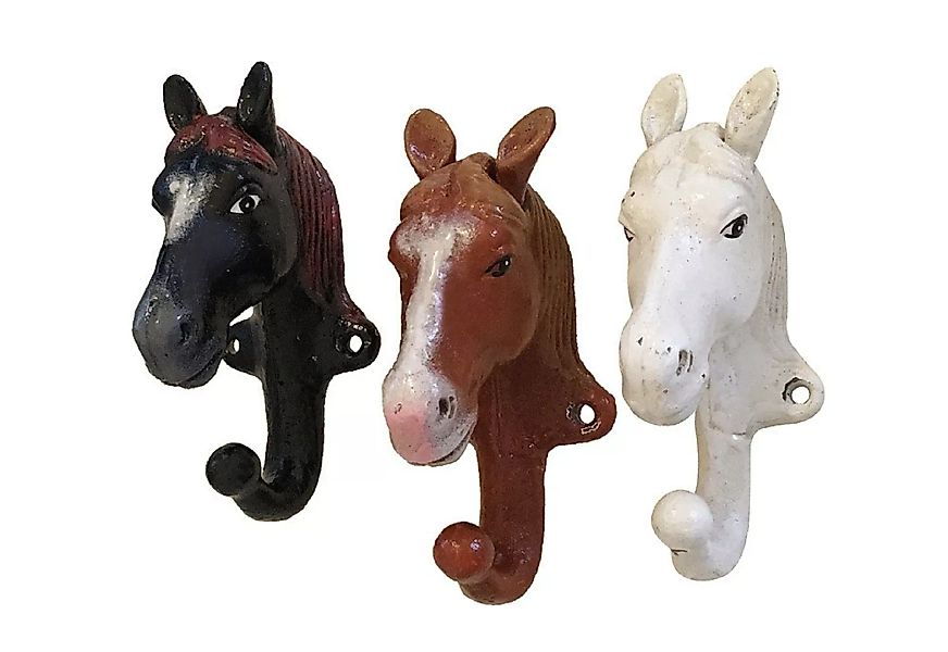 Garderobenhaken Pferde 3er Set Wandgarderobe Wandhaken Gusseisen günstig online kaufen