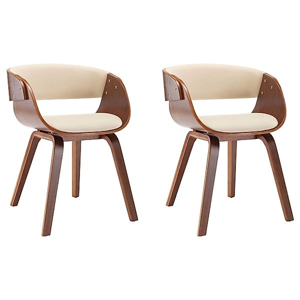 vidaXL Esszimmerstühle 2 Stk Creme Bugholz und Kunstleder 278856 günstig online kaufen