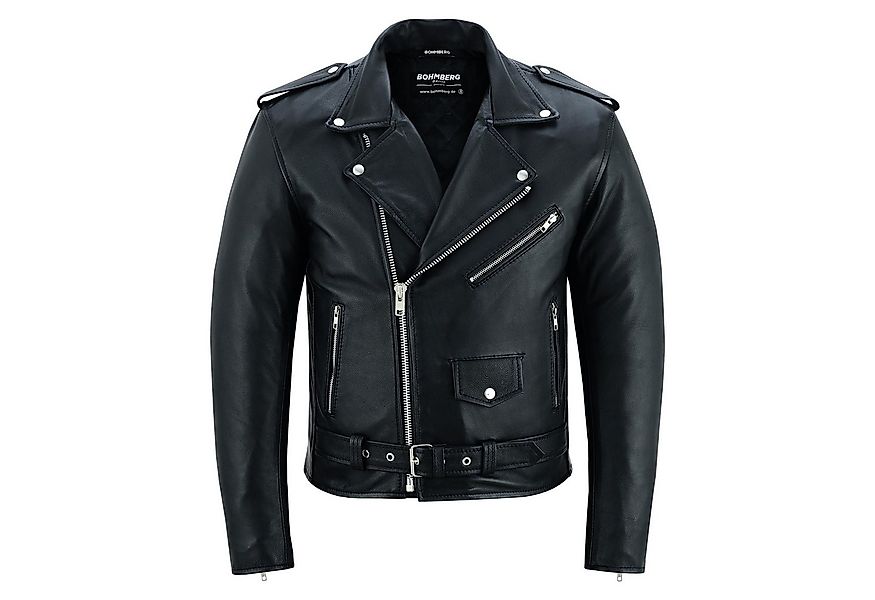 BOHMBERG Lederjacke Herren Retro Biker Highway aus echtem Vollleder Schwarz günstig online kaufen